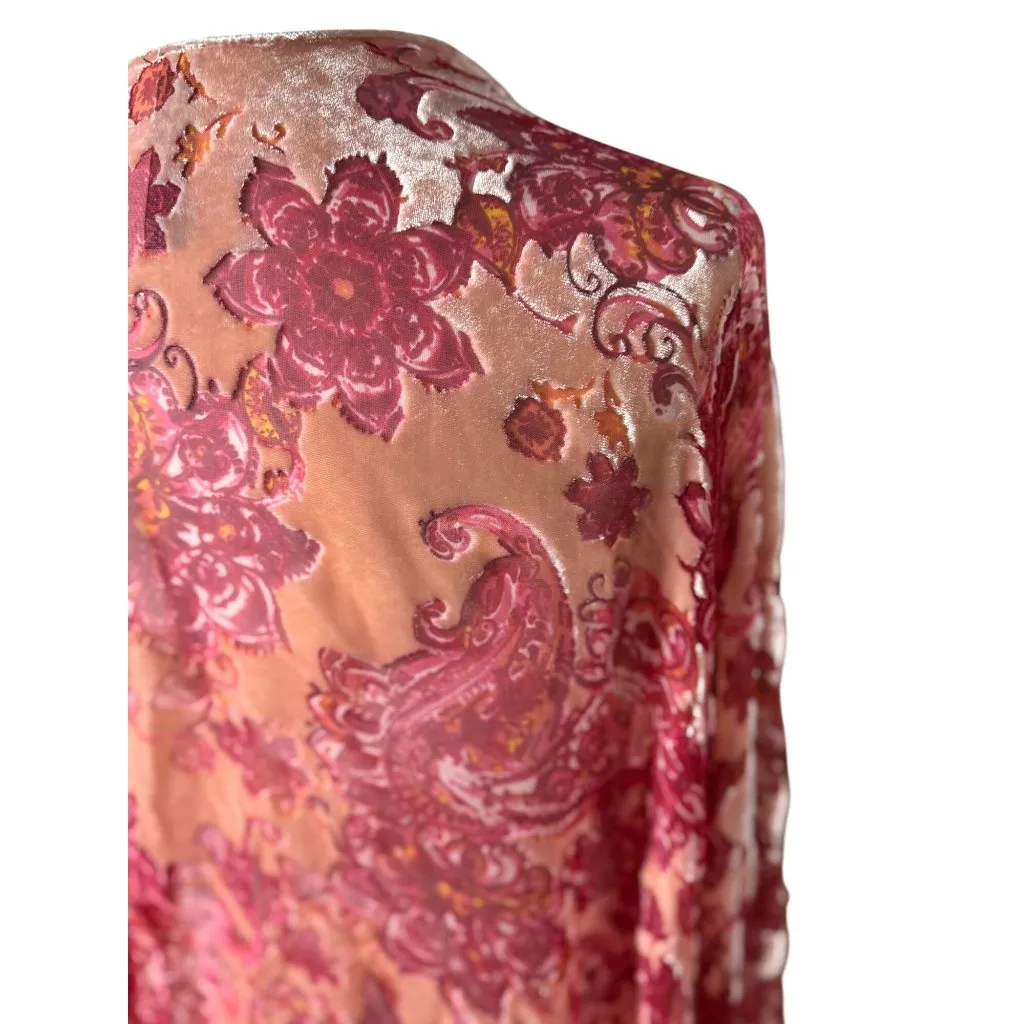 NEW Torrid Velvet Burnout Pink Red Whimsy Goth Fairy Kimono Cardigan Shawl Sheer - Image 8