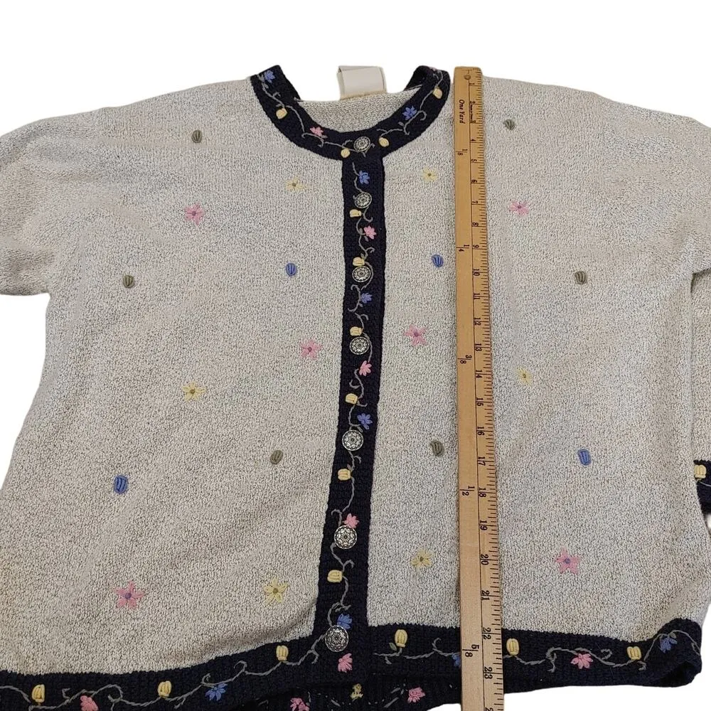 Northern Reflections Vintage Size XL Sweater Cotton Embroidered Floral Flowers - Image 4