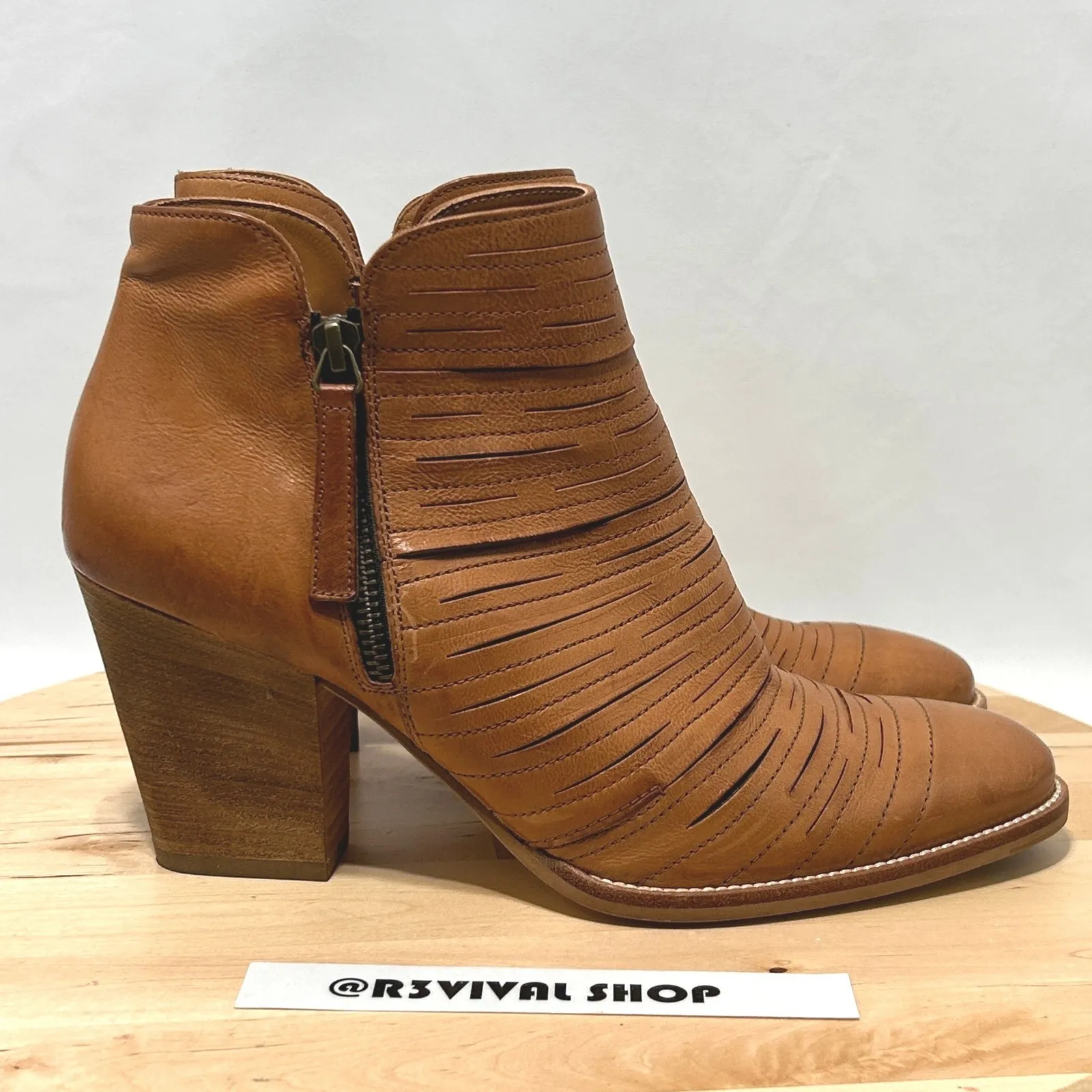 PAUL GREEN Malibu Sliced Zip Chunky Brown Nubuck Sisal Ankle Bootie - Size 6 - Image 2