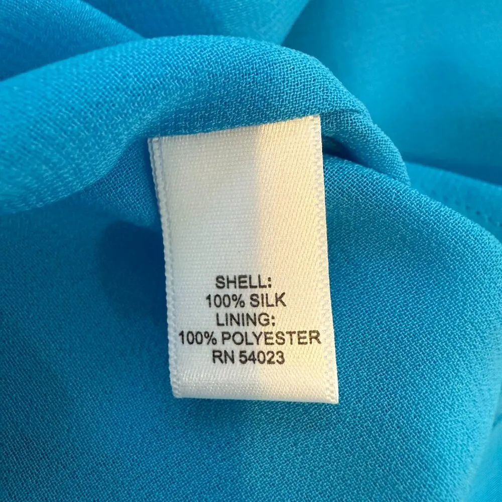 Banana Republic Trina Turk 100% Silk One Shoulder Mini Dress Women's 14 Blue - Image 10