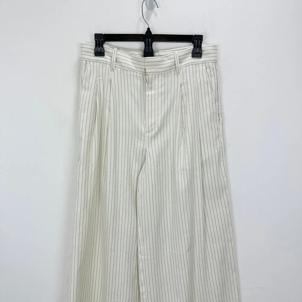 Madewell The Tall Harlow Superwide Leg Trouser Linen Cotton Pinstripe US 2 NWT - Image 8
