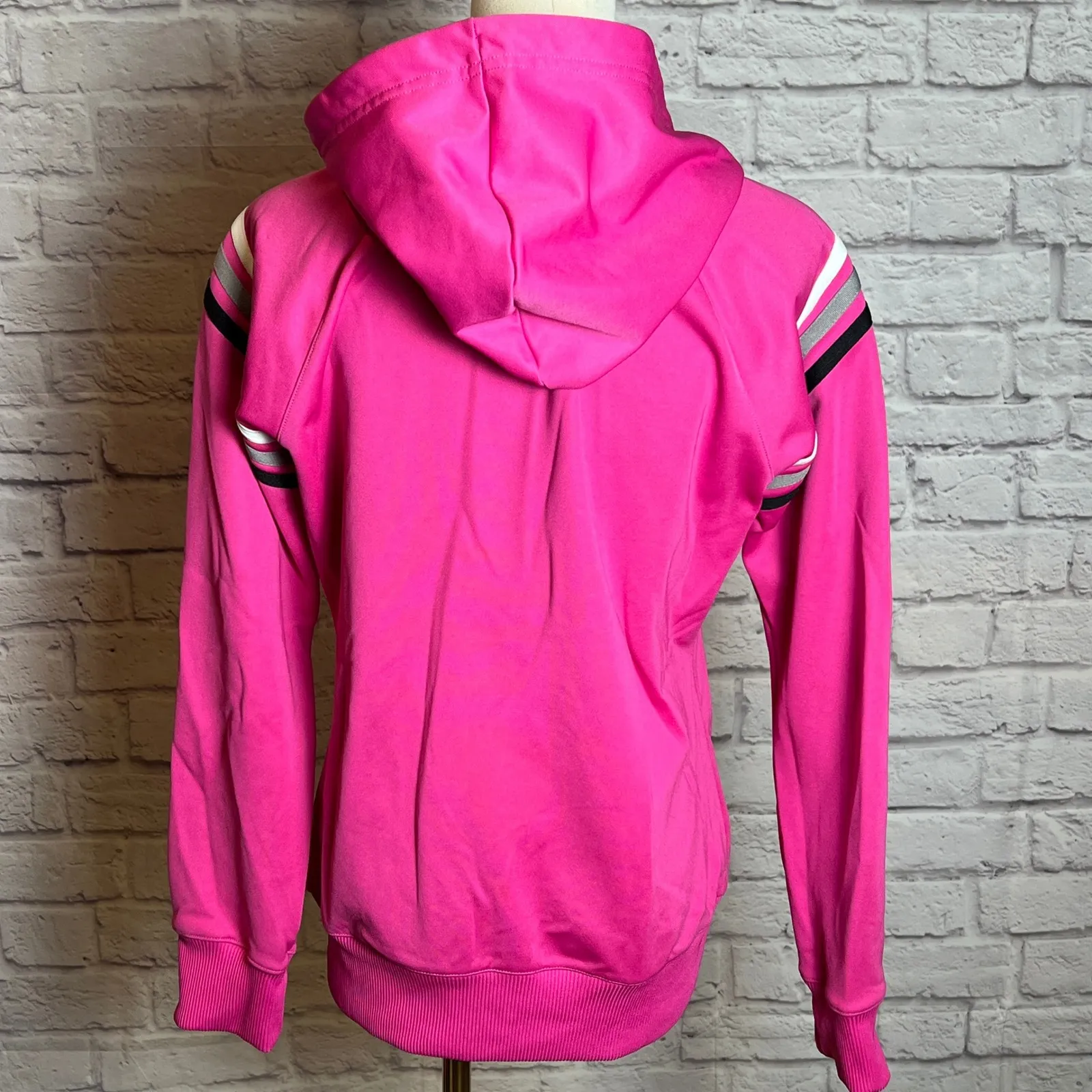 Adidas Women's S Pink Full-Zip Chevron Stripe Track Jacket Sportswear Casual - Image 4
