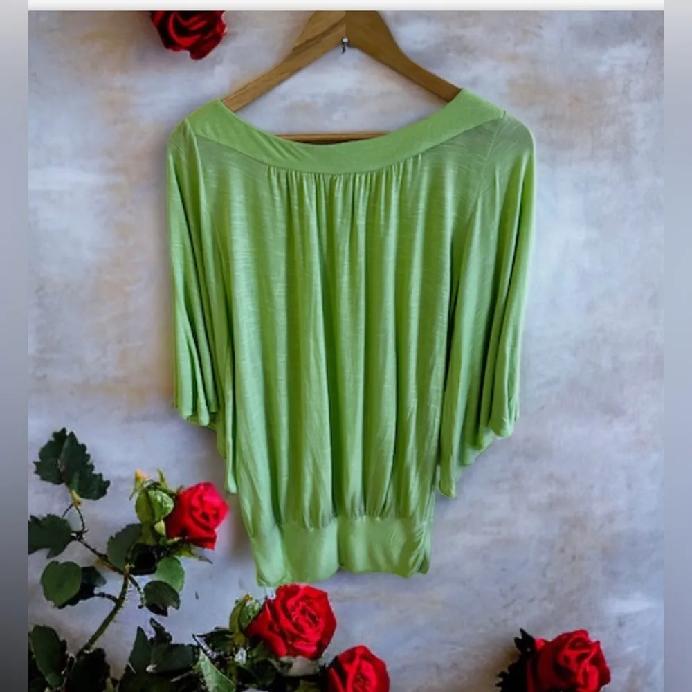 Rampage Long Sleeve Tunic - plus Size S. Lightweight wide sleeve kimono green - Image 2