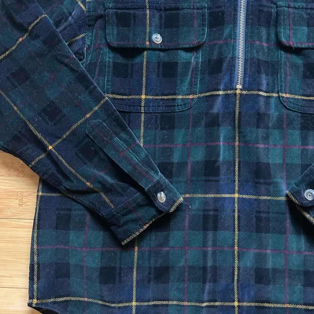 Plaid Velour Half Zip Pullover Mens Fit - Image 2