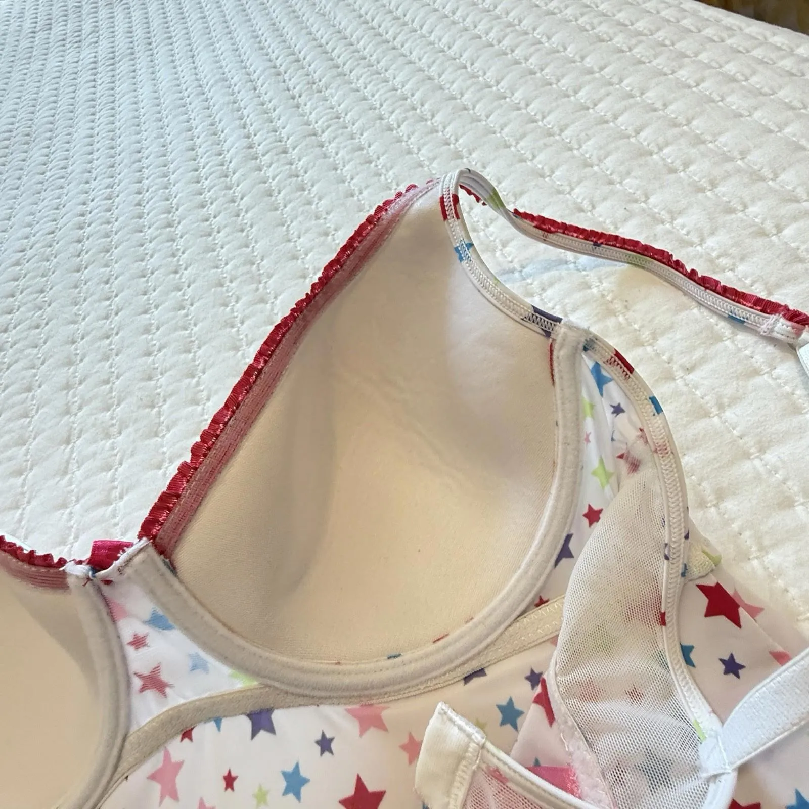 Pout Victoria’s Secret Pink Babydoll Chemise Lingerie White Star Pattern L Large - Image 9