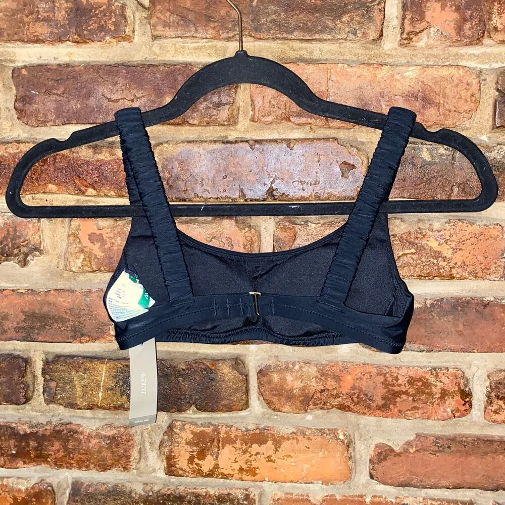 NWT J. Crew Black Scrunchie Strap Bikini Swim Bathing Suit Top Women's Size XXS - Image 5