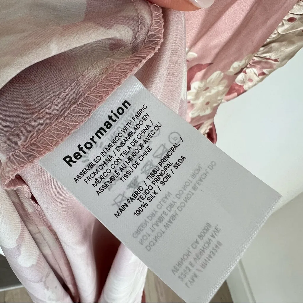 NWT Reformation Casette Maxi Silk Dress in Bellini Pink Floral - Image 11