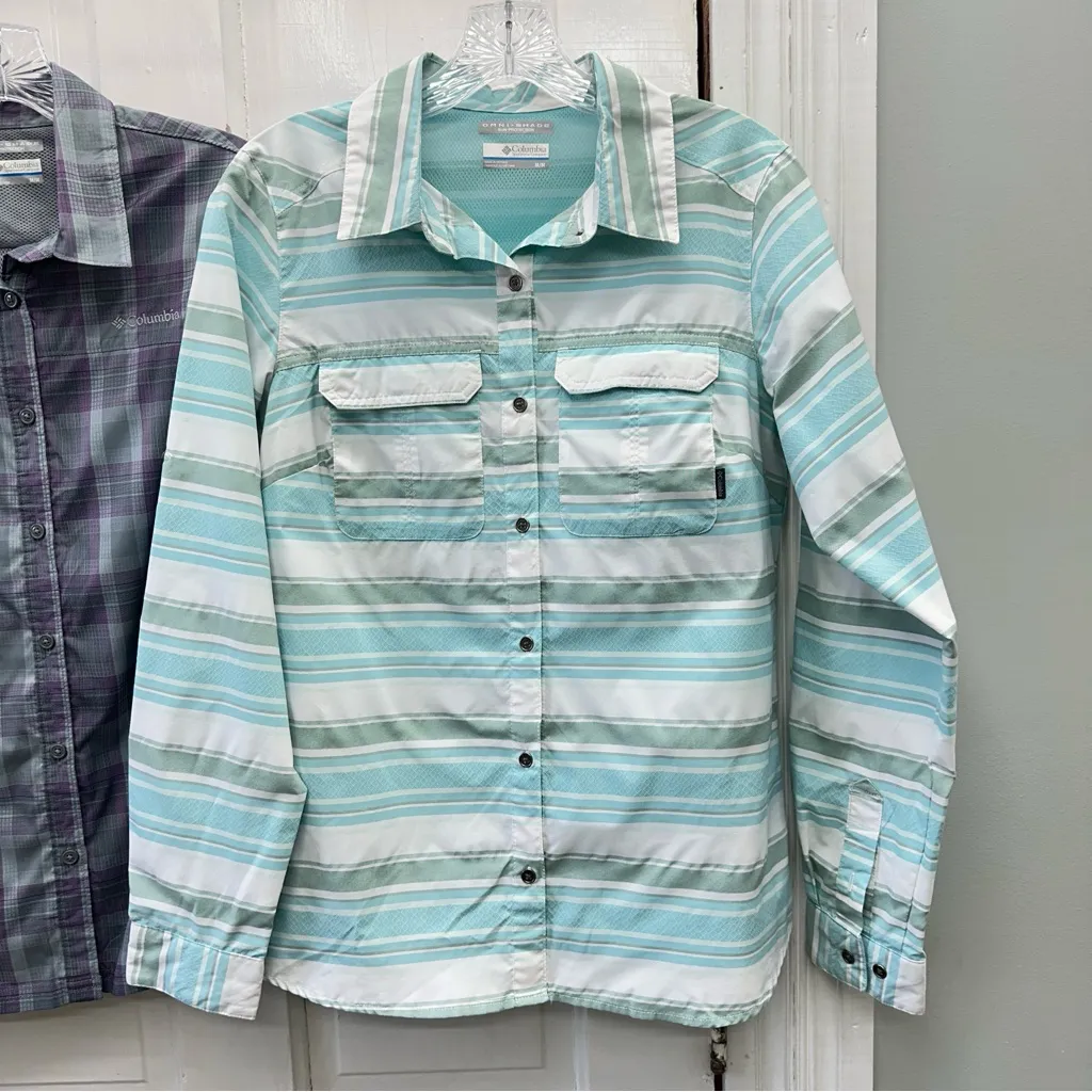2 Columbia omni-shade long sleeve button down fishing‎ shirts women's medium - Image 4
