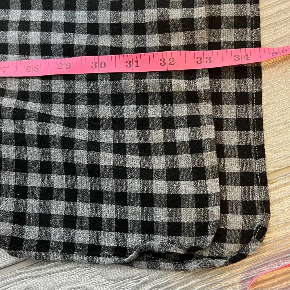 Theory panel front shirt dress soft gingham gray black sz L - Image 5