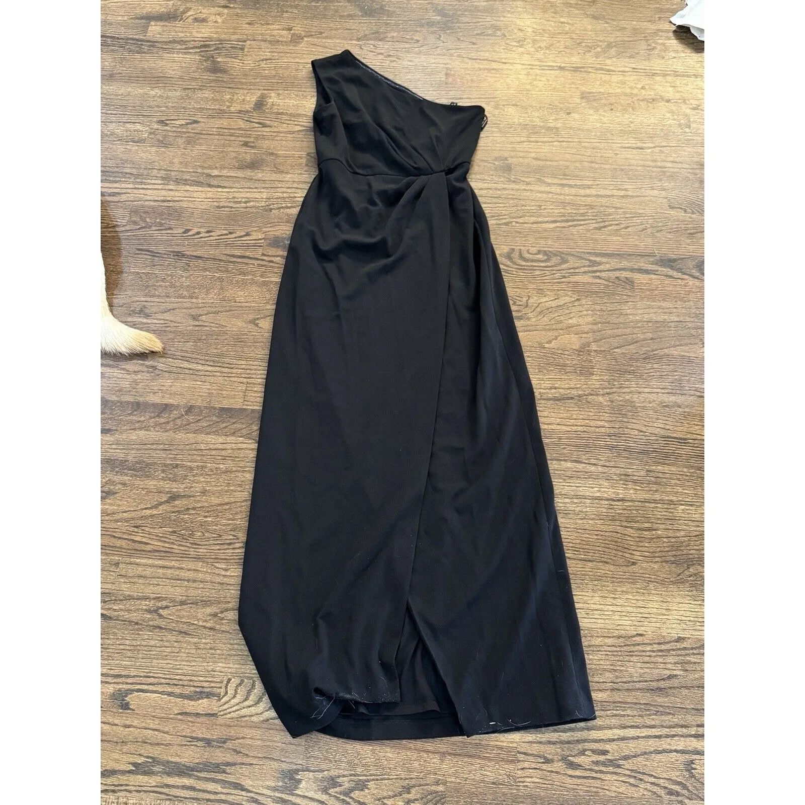 Calvin Klein‎ Women's One Shoulder Gown with Waist Ruch Black Size 6 Cocktail - Image 9