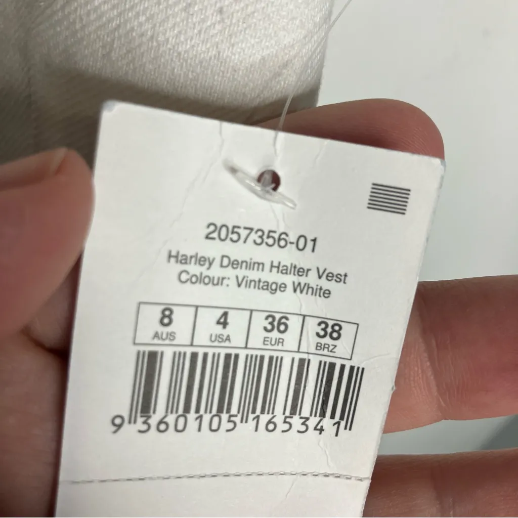 Cotton on Harley denim‎ halter vest vintage white women’s size 4 new trendy - Image 5