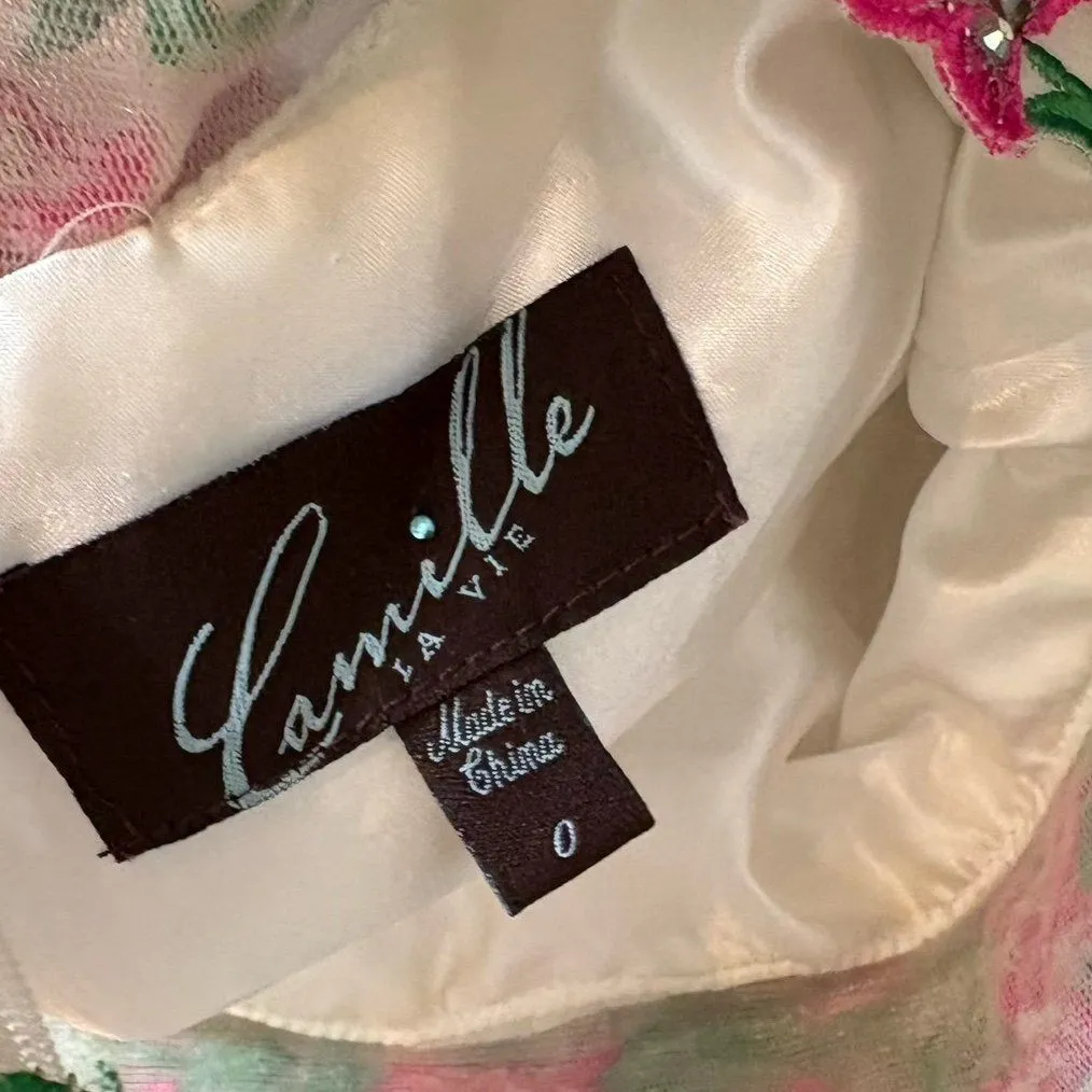 Camille La Vie White Floral Halter‎ Neck Formal Dress Size 0 - Image 12