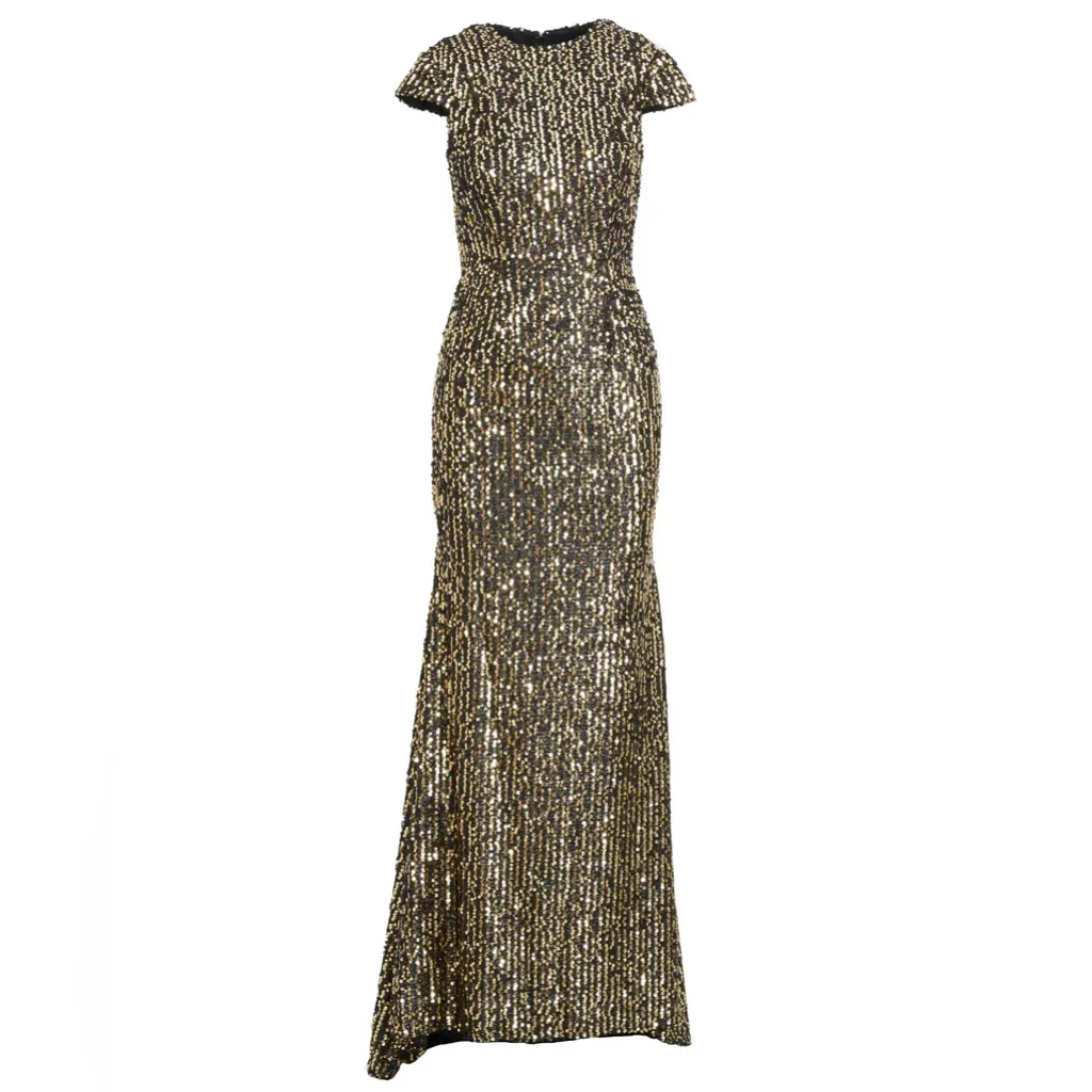 Mac Duggal Sequin High‎ Neck Cap Sleeve Gown- NWT - Image 4