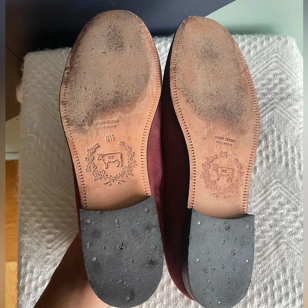RARE LIMITED Del Toro x Man Repeller wine/burgundy suede smoking loafers Sz 6.5 Red - Image 6
