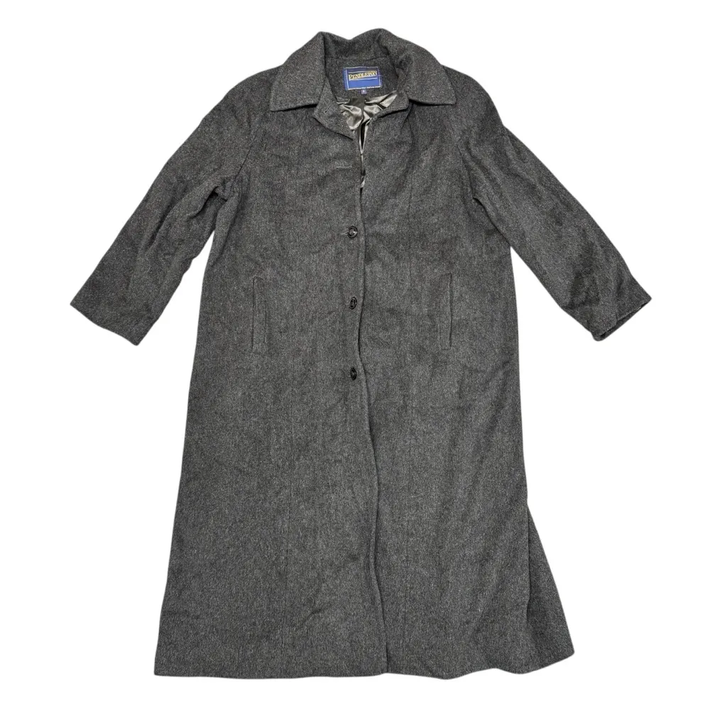 Pendleton Vtg Vintage Wool Long Coat Trench Grey Gray 18 READ - Image 3