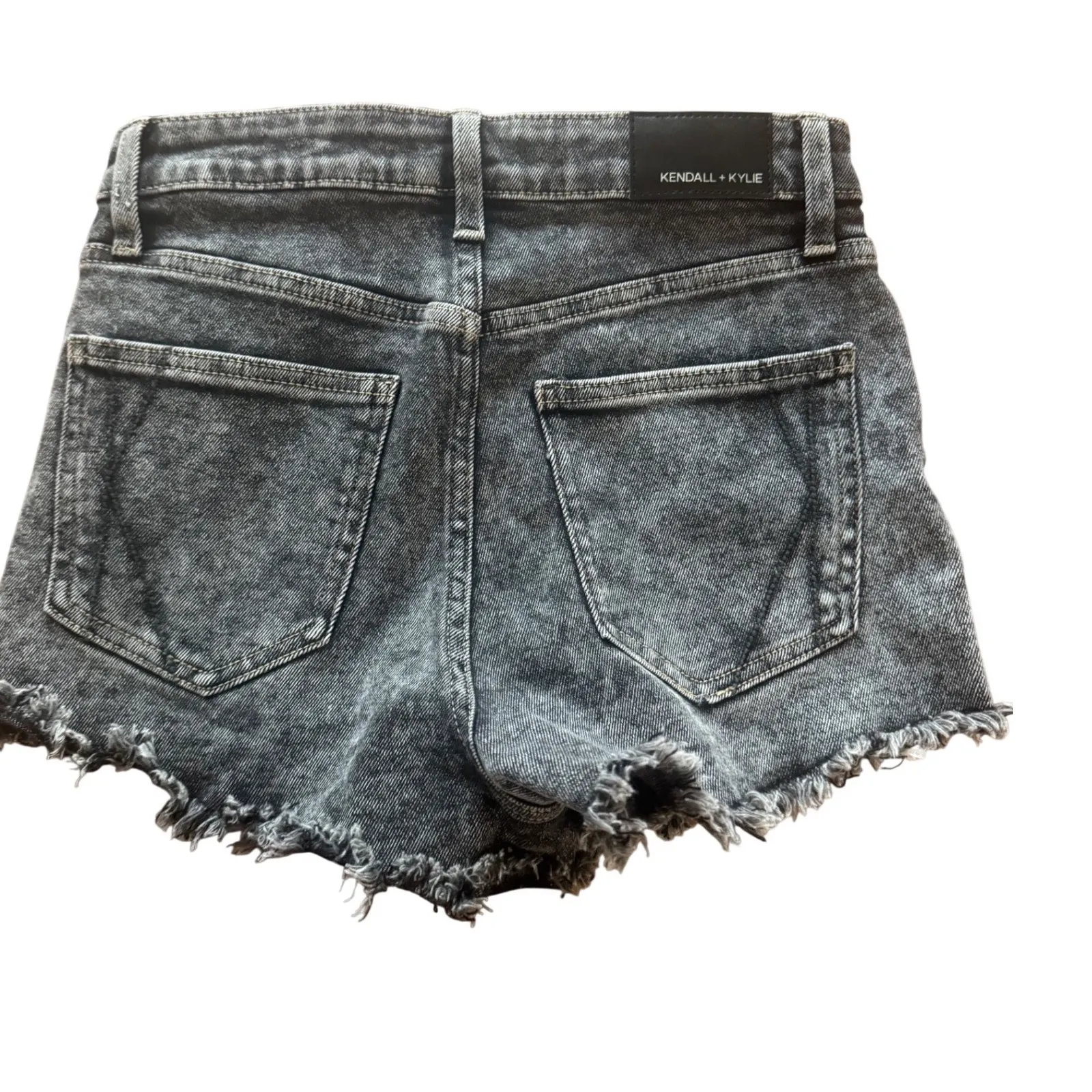 Kendall Kylie Womens High Rise Distressed Black Denim Shorts The Drifter Size 27 Gray - Image 2