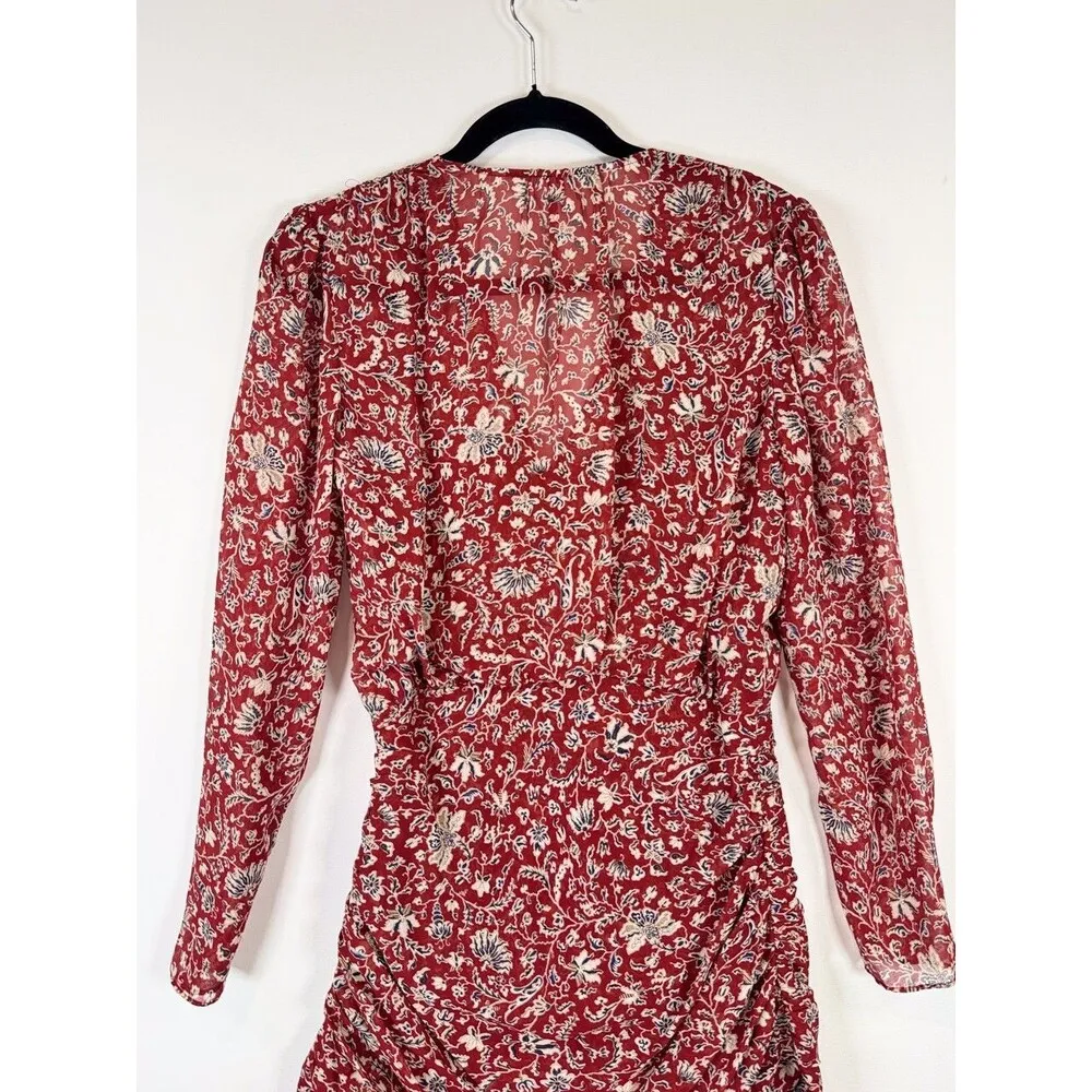 VERONICA BEARD Womens Dress Red Rosalia Vine Floral Mini V Neck A Line Size 4 - Image 10