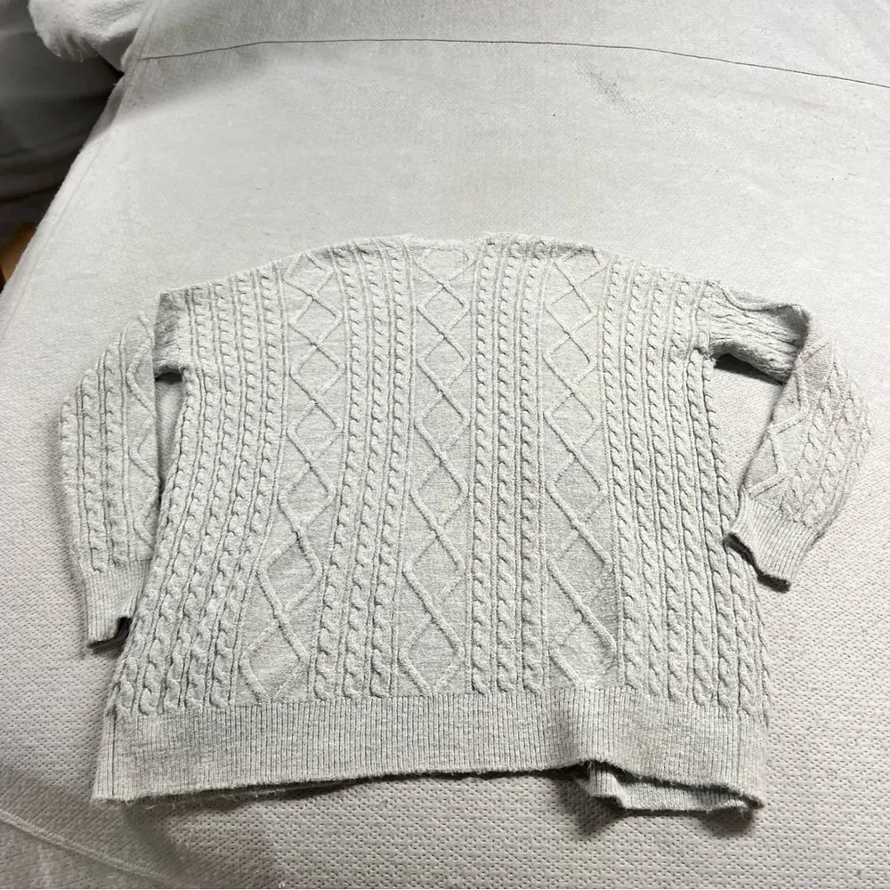 Superdry Grey Chunky Cable Knit Oversized Open Cardigan Size 4 EUC - Image 5