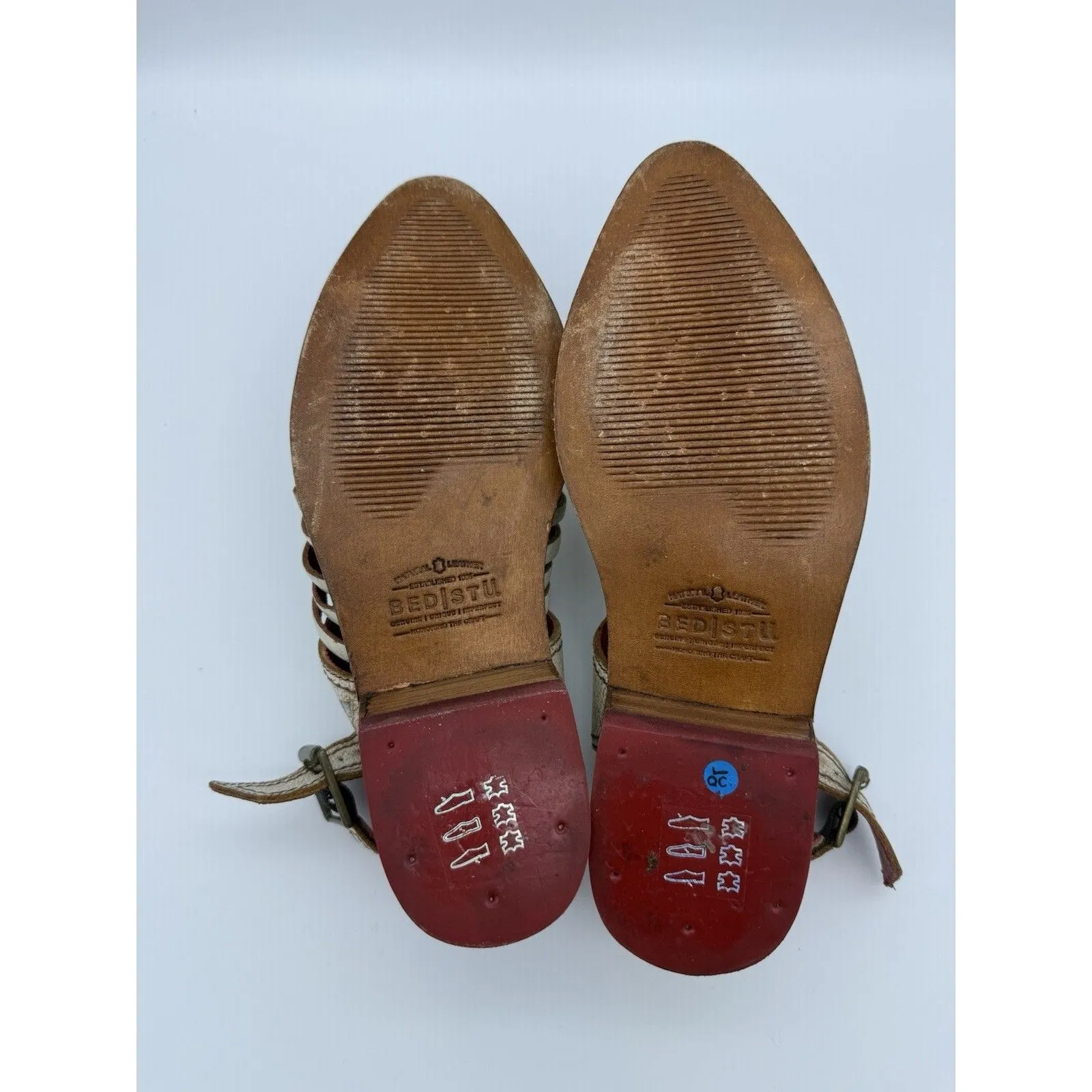 Bed Stu Pointed Toe Mules Womens 6 Slingback Shoes Leather Western Distressed White - Image 8