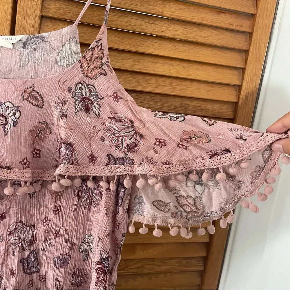 Aeropostale Purple Floral Ruffled Sleeve Autumn Top Sz Small - Image 2