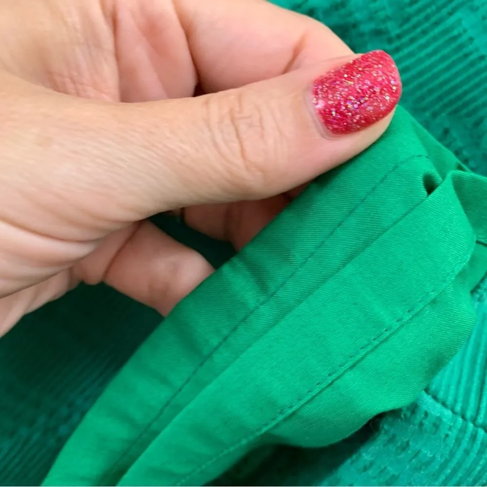 J Crew Factory Polka Dot Textured Sleeveless Fit & Flare Kelly Green Mini Dress Size 2 - Image 4