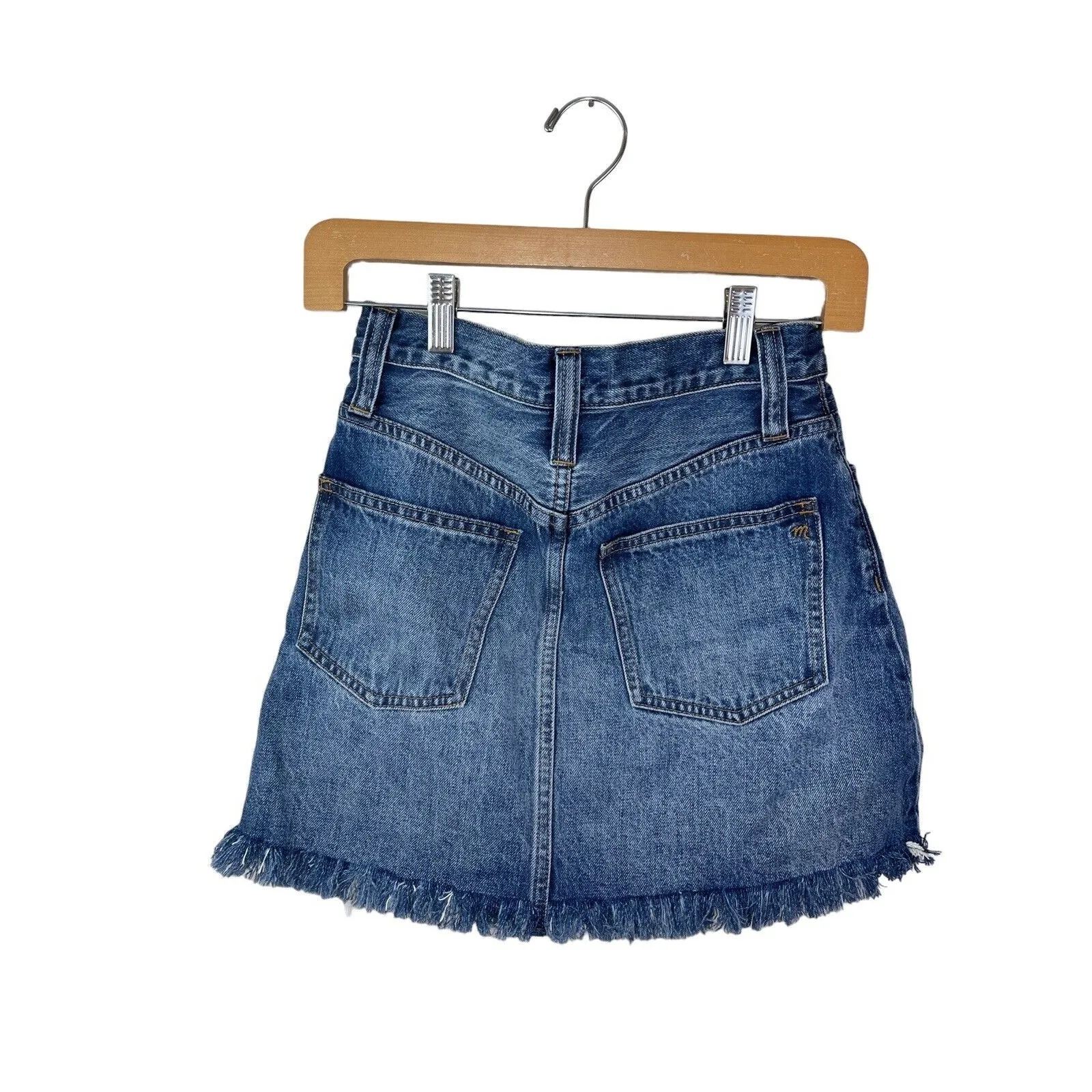 Madewell Blue Rigid Denim Mini Skirt  24 A-Line Jean Women’s Western Rodeo - Image 4