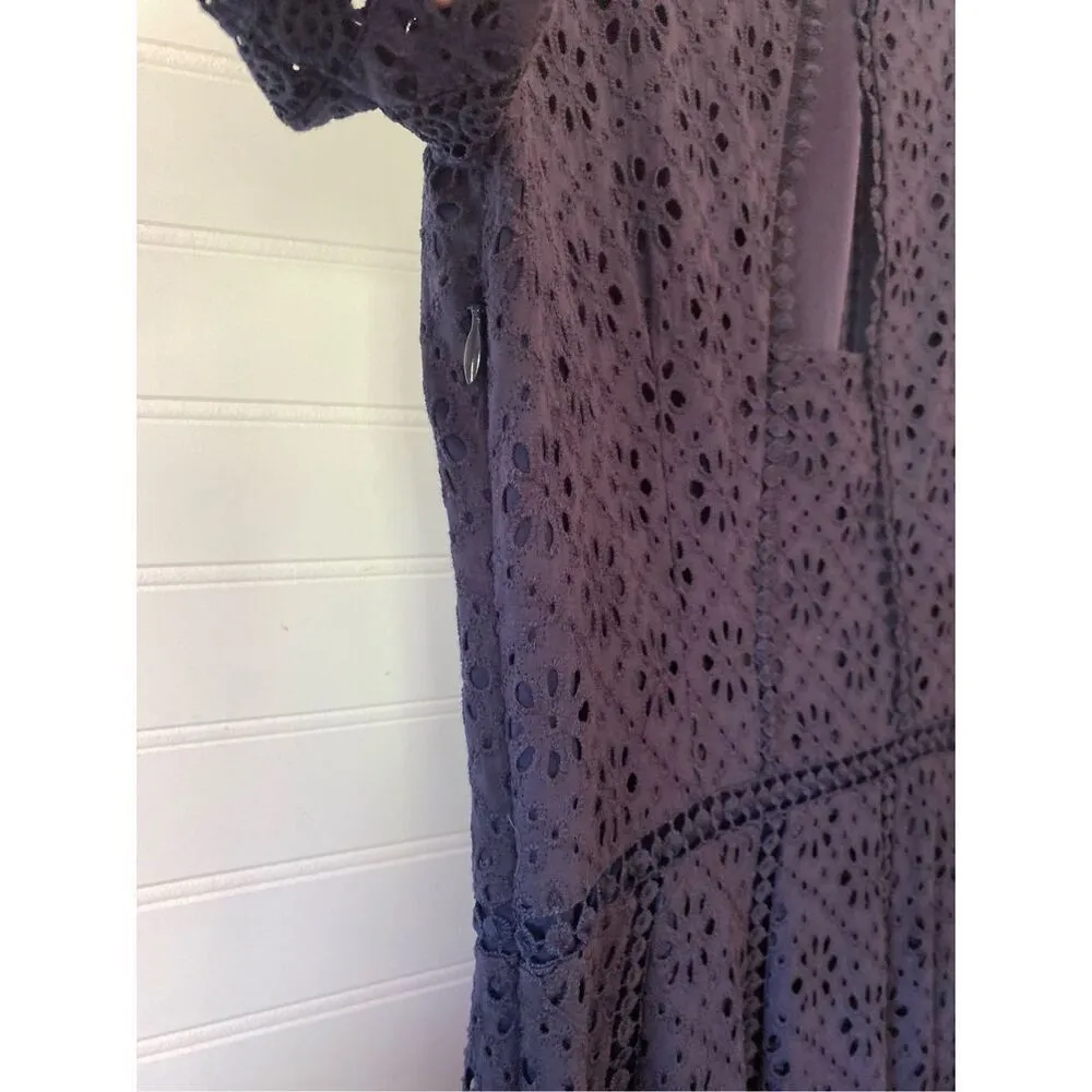 Cremieux Floral Embroidered Eyelet Navy Midi Dress - Image 8