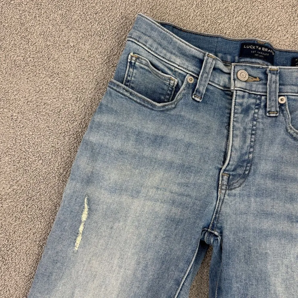 Lucky Brand Ava Mid Rise Skinny Jeans Blue Size 4 27 Raw Hem‎ Ankle Cropped - Image 7