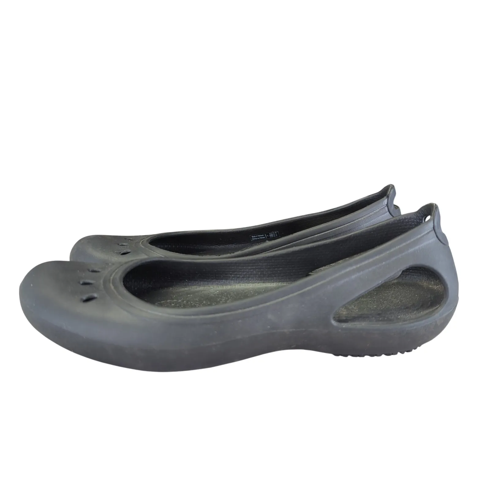 Crocs Kadee Ballet Flats Black Womens 9 Slip On Work Comfort Shoes Cutout Casual - Image 2