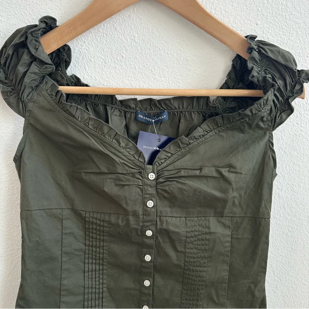 Brandy melville military green Elena top - Image 4