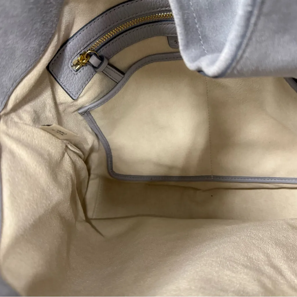 Stuart Weitzman Laela Shoulder Crossbody Handbag Suede Light Blue - Image 8