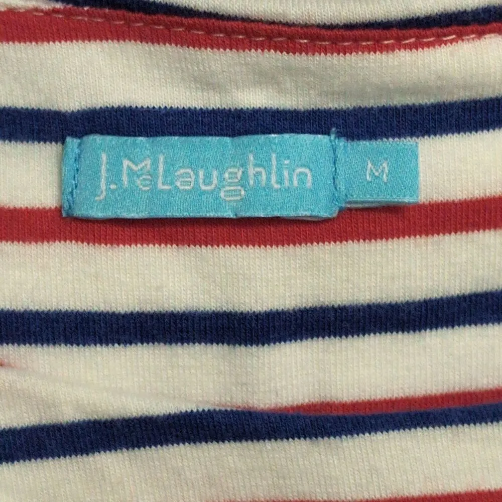 J McLaughlin Red Blue White Striped Sleeveless Nicola Tiered Dress Size M - Image 5