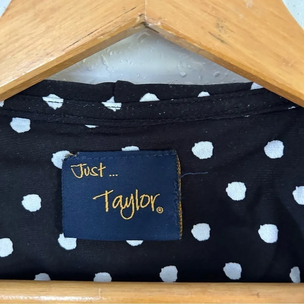 🦋 Just…Taylor Black White Polka Dot Short Sleeve Mini Dress Size 8 Ruffle - Image 2