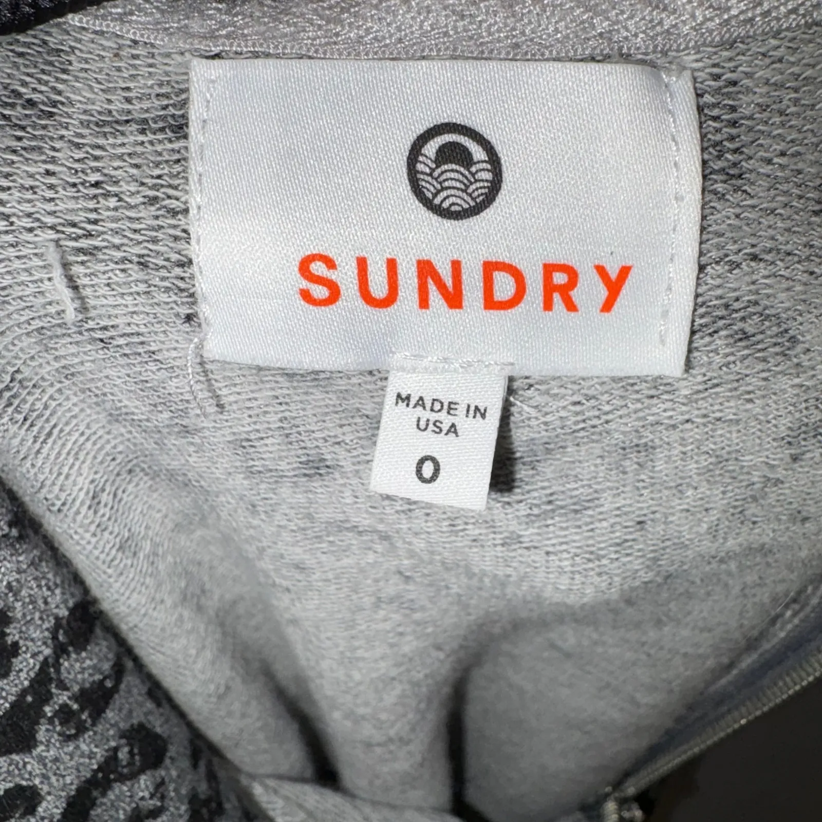 SUNDRY Leopard Print Zip Up Hoodie Gray Women's Size 0 (XS) - Image 7