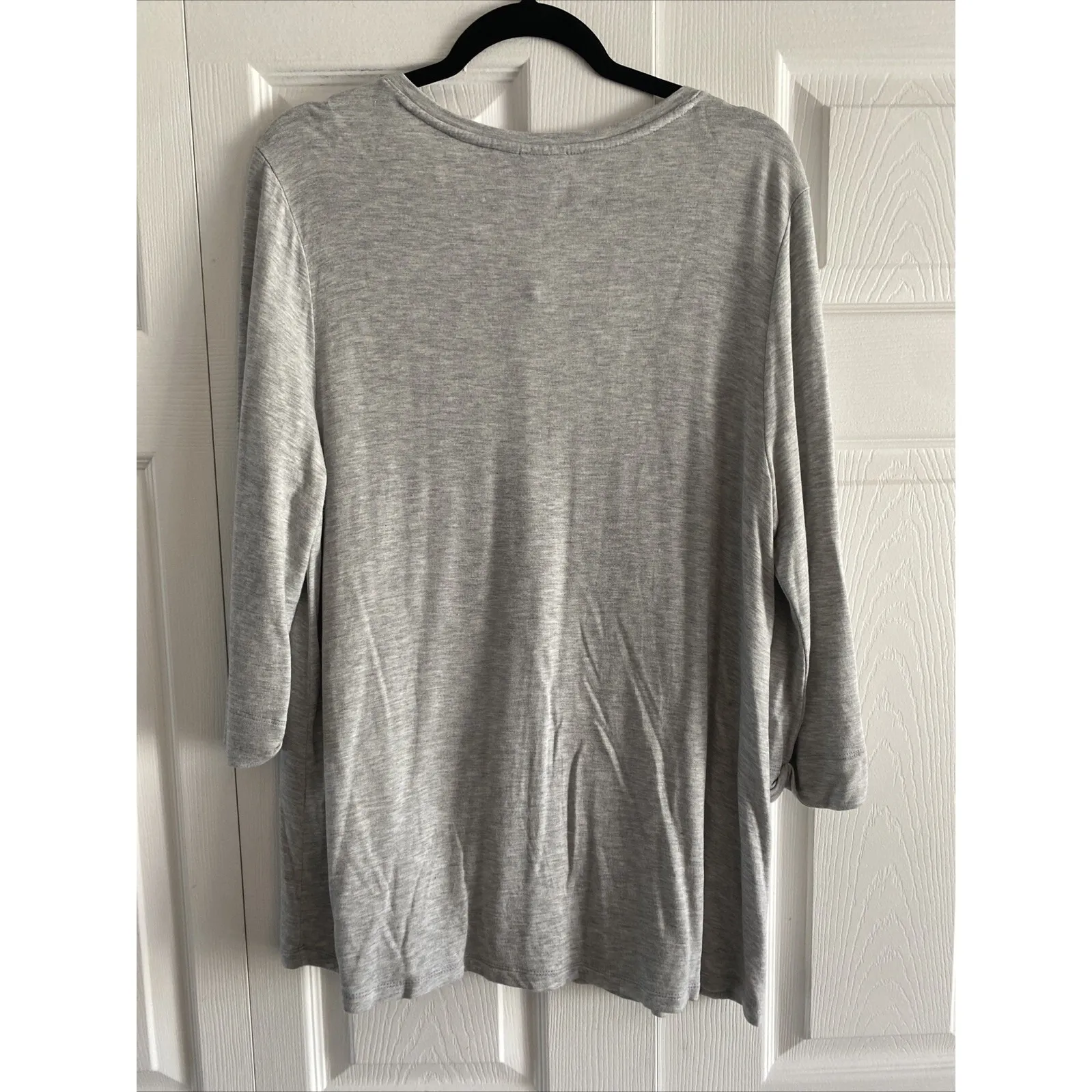 Chicos 1 Womens Gray V Neck Casual 3/4 Sleeve Top On The Go Travel Chic Light - Image 4