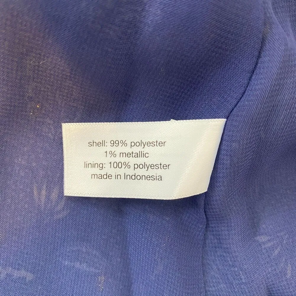 NWT Lane Bryant Blue Paisley Lurex Ruffle V Neck Chiffon Plus Blouse Lined 22/24 - Image 11