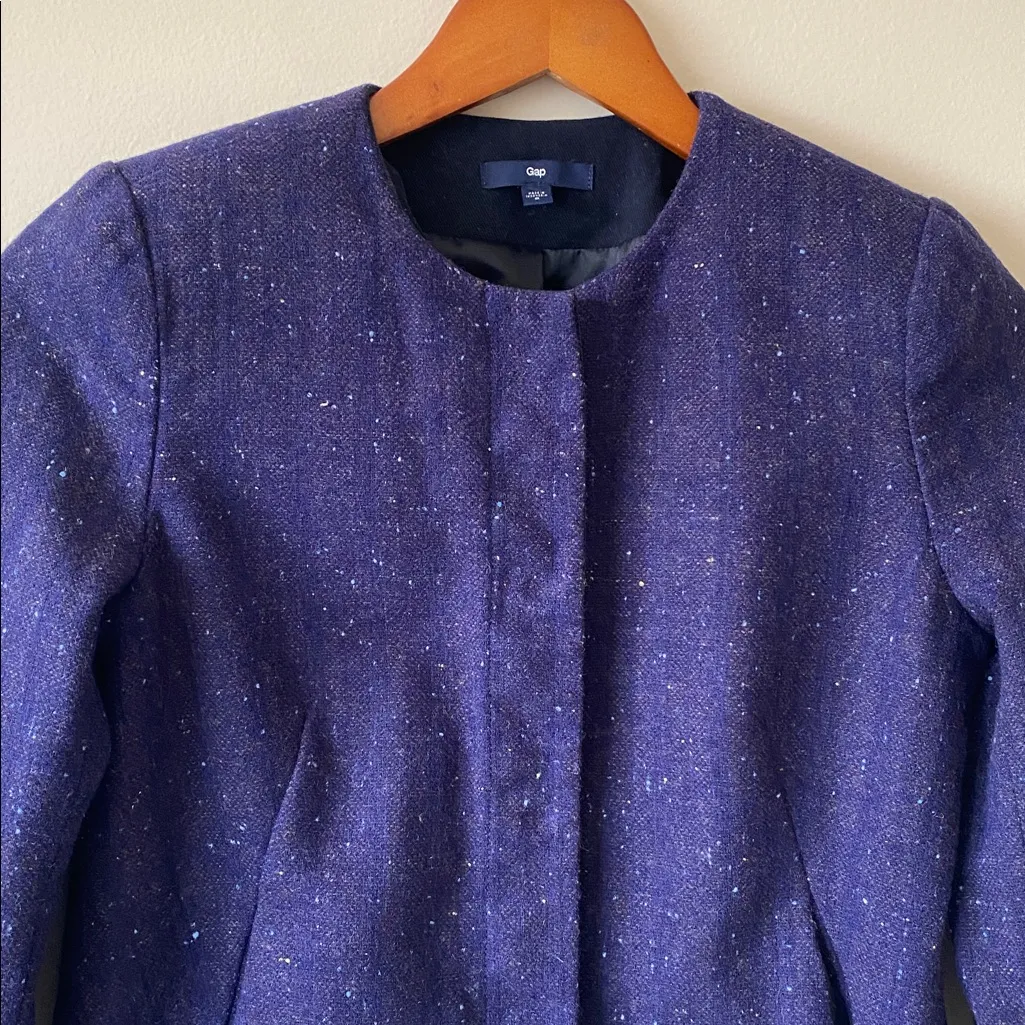 GAP Women's Deep Purple tweed Blazer vintage Y2K shoulder pads size 0 - Image 2