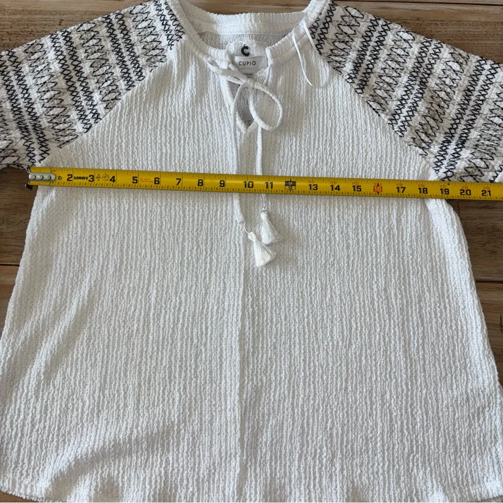 Cupio White 3/4 Sleeve Tie Front Blouse Women’s XL - Image 9