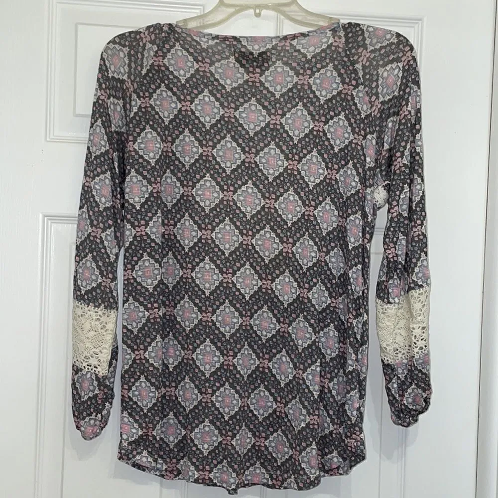 Anthropologie Porridge Bohemian Lace & Aztec Print top, NWT - Image 6