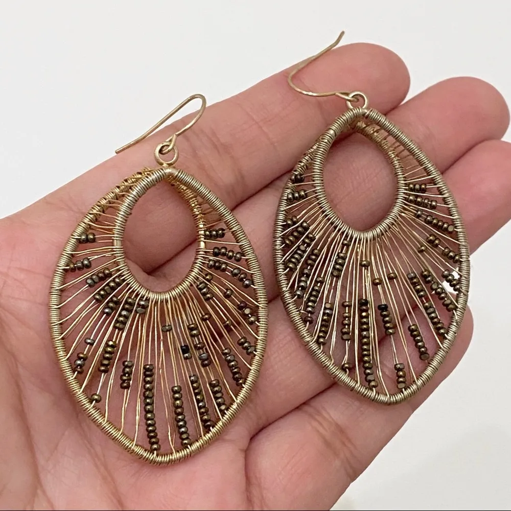 Vintage Light Gold Wire Wrapped Earrings - Image 2