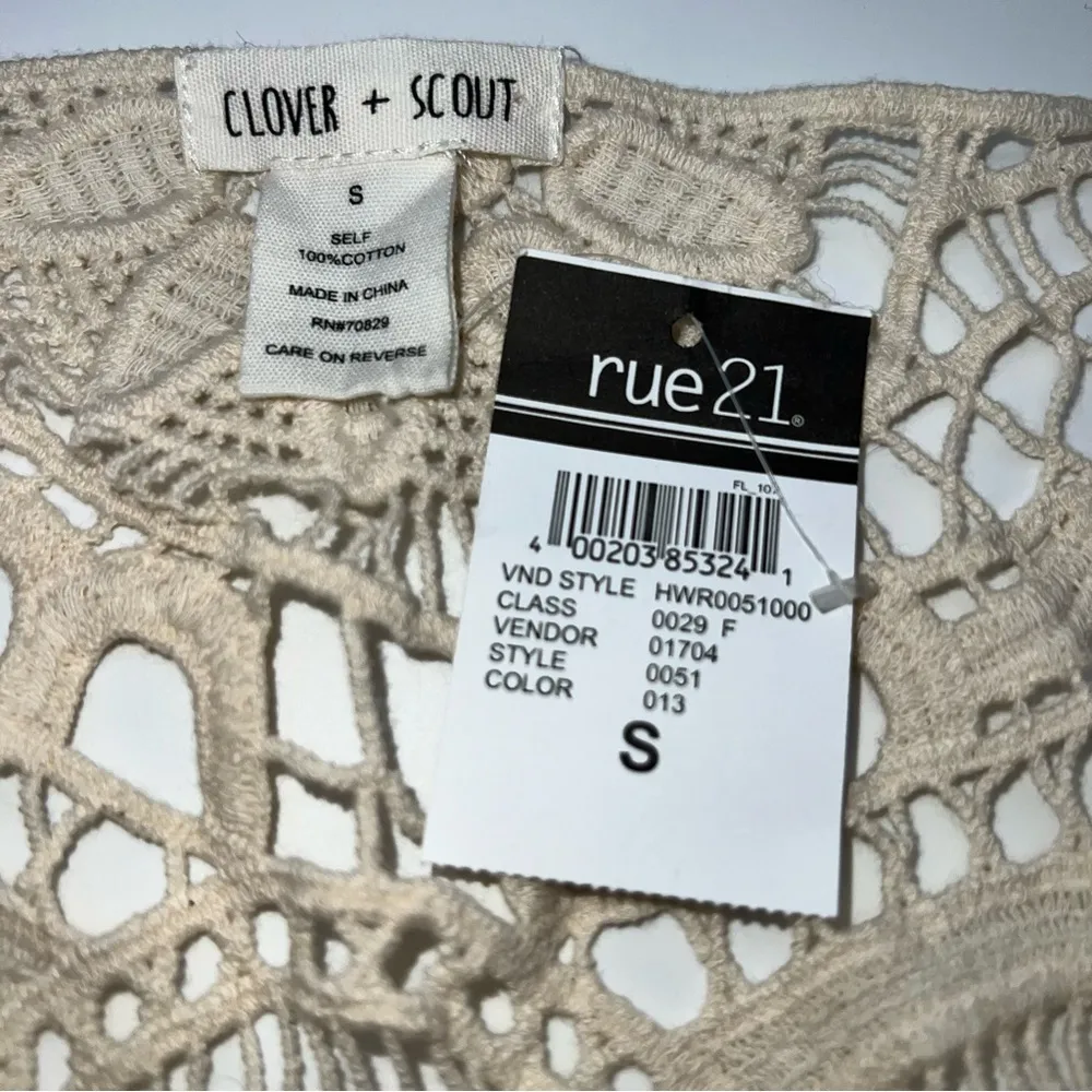 Clover + Scout Muslin and Crochet Cotton Casual Bohemian Tunic 3/4 Sleeves-Sz S - Image 12