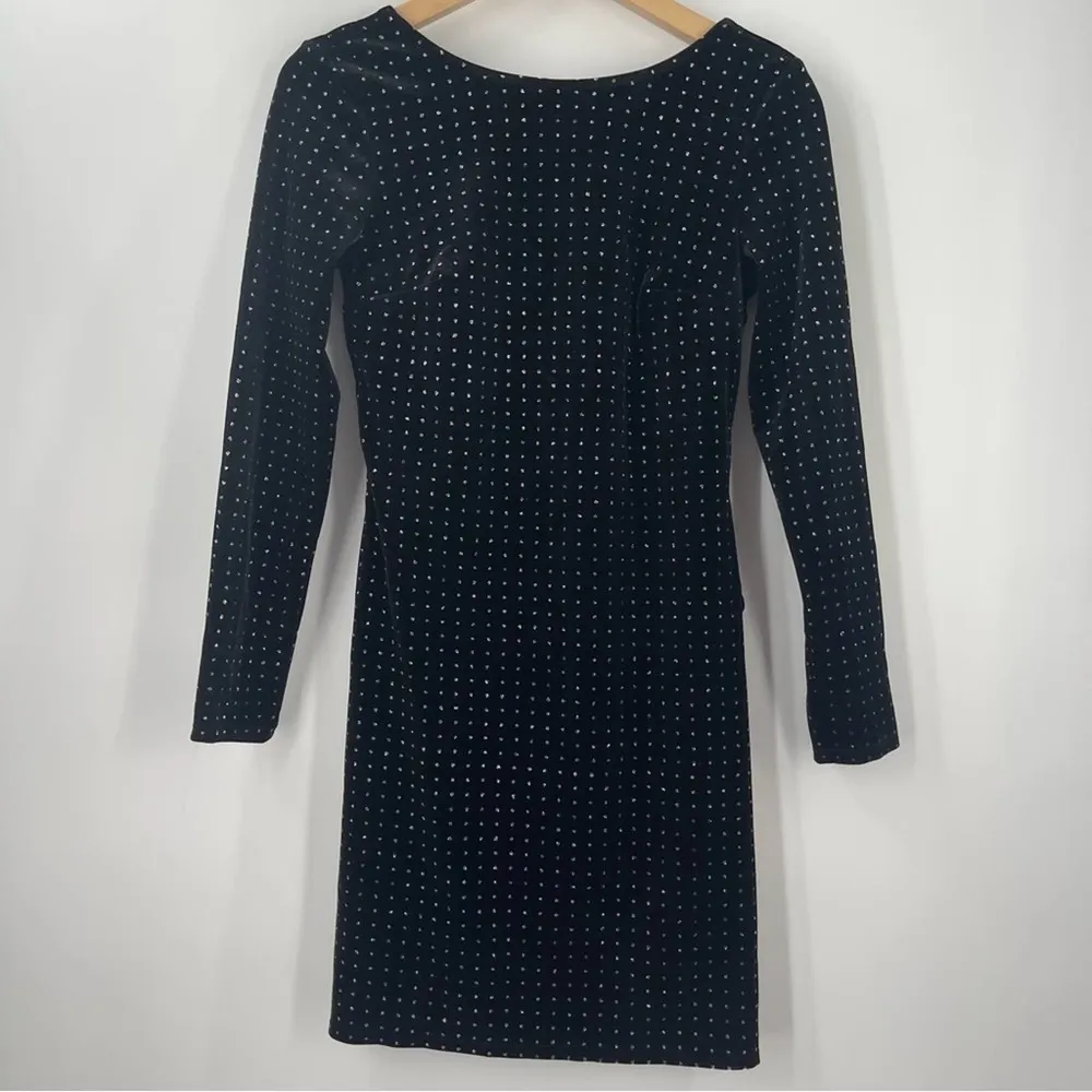 EXPRESS Dress Mini Velour Velvet Glitter Swiss Dot New Years Eve Holiday Small - Image 4