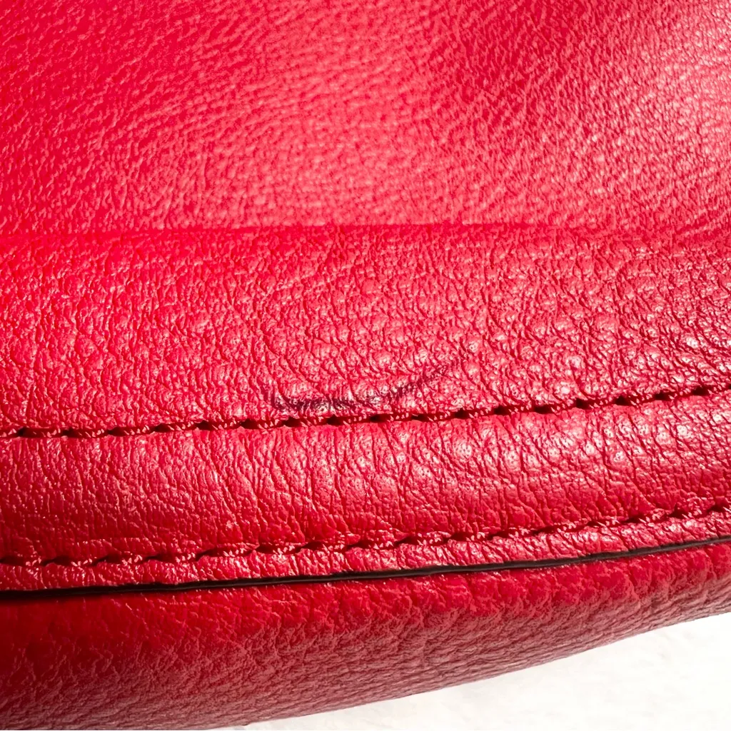 Michael Kors Red Lydia Large Leather Hobo Bag Designer Shoulder Bag Purse - Image 11