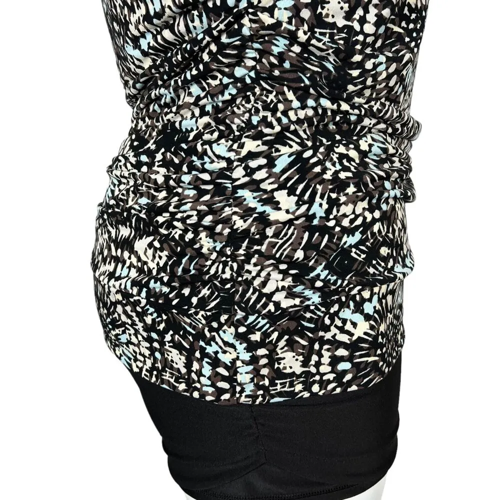 Relativity Womens Blouse Top Floral Print Ruched Sides Short Sleeve Pullover XL - Image 7