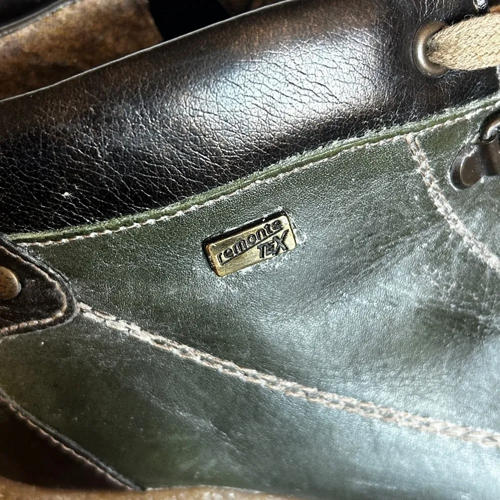 Women’s Remonte lace up ankle boots in havanna/leaf colorway size‎ 40 Green Size 9 - Image 2