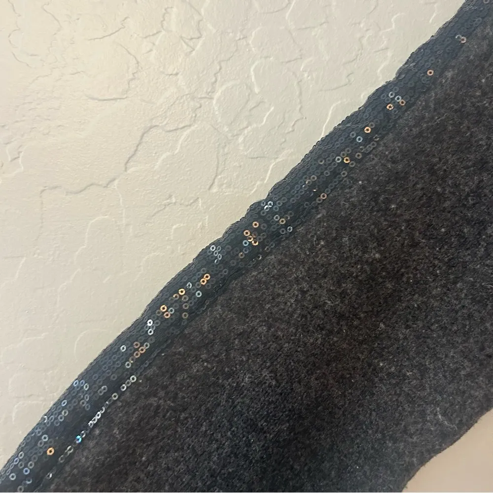 Soft Surroundings black 100% merino wool cardigan sweater coat with sequins med - Image 16