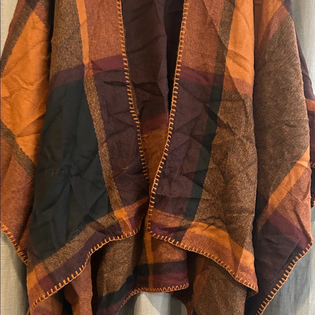 Apt. 9 Maroon/Orange Oversized Poncho - Image 6
