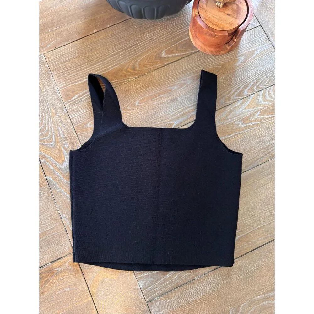 A.L.C. Victoria High-End Designer Black Stretch Knit Tank Top Size Medium - Image 7