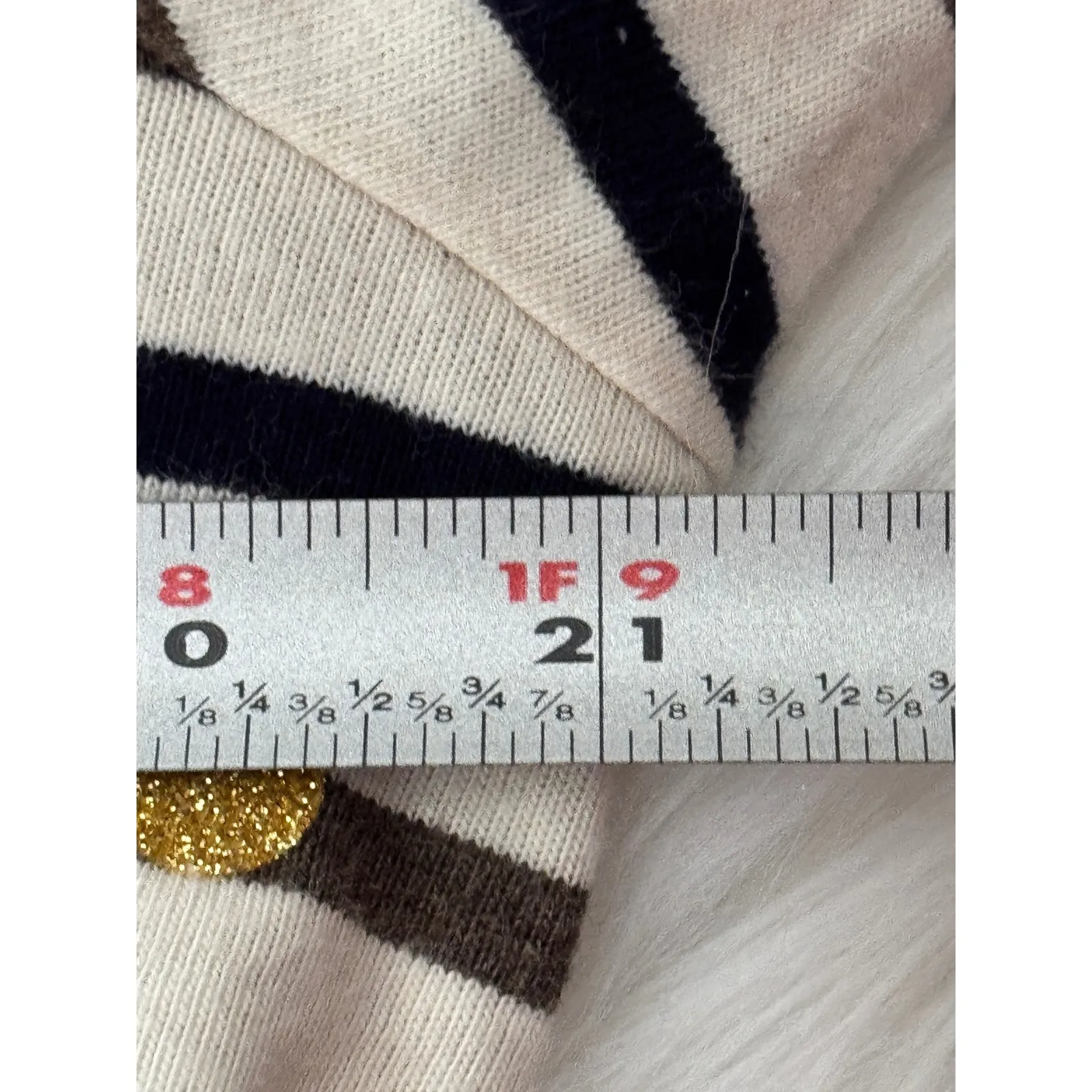 Talbots Womens Striped Long Sleeve Top Glitter Dot Boat Neck Casual M - Image 7