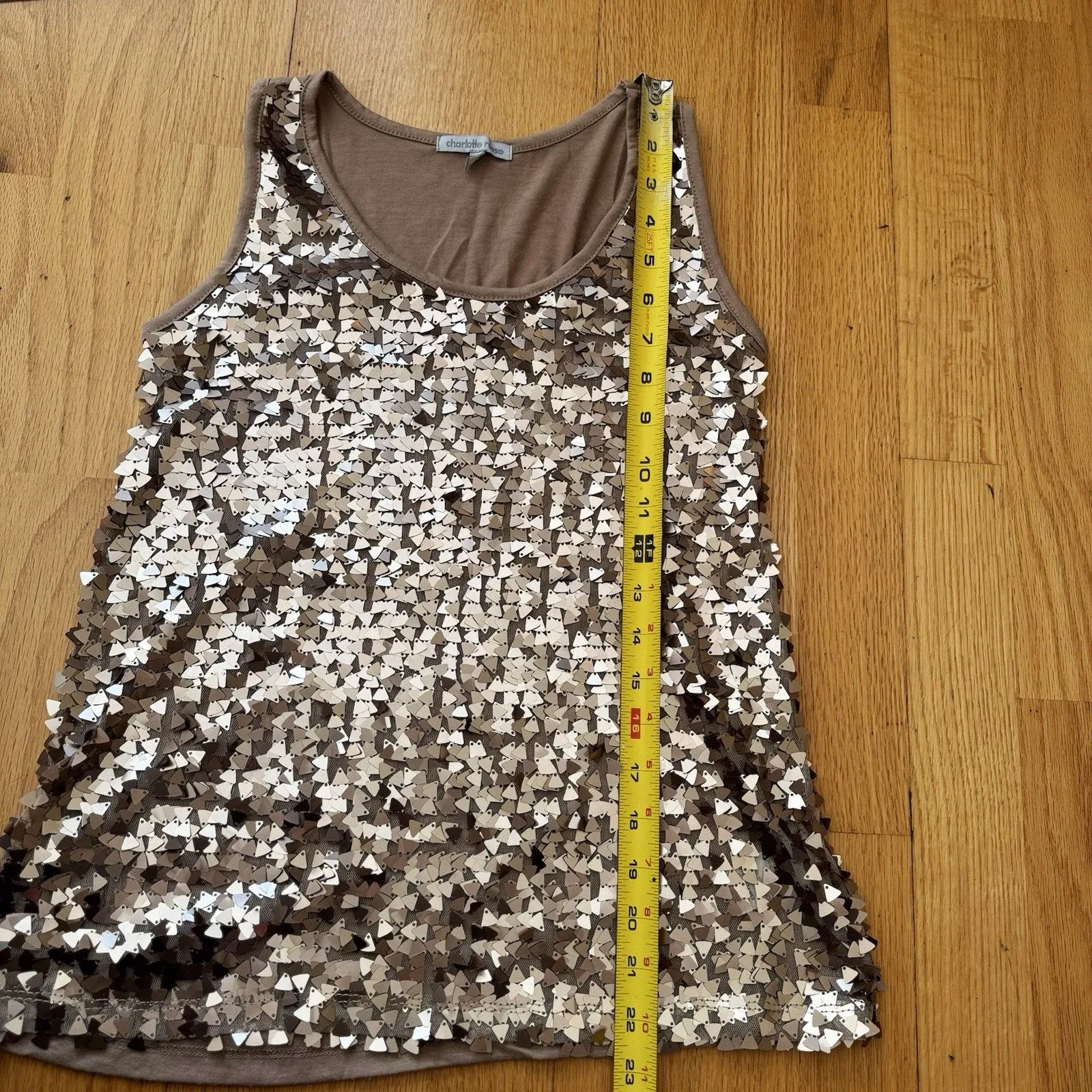 Charlotte Russe Y2K Sequin Tank Top S Party Club Glam Sparkle NYE Disco Cocktail - Image 8